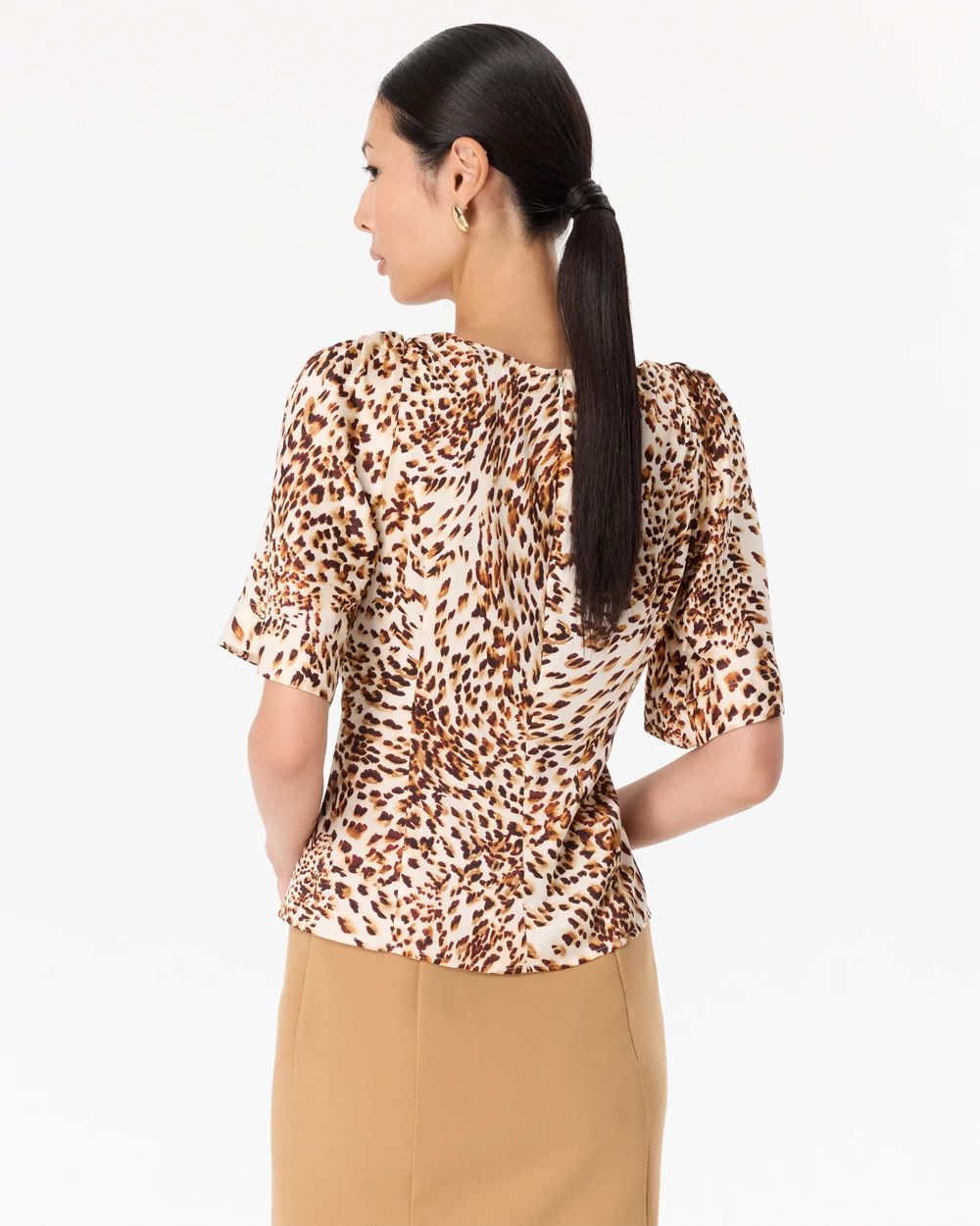 Satin Twist-Shoulder Top | White House Black Market